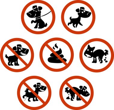 Köpek sahipleri için küme bilgi işaretleri. Beyaz backg izole