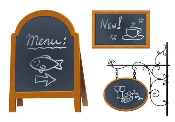 Verzameling van oude houten menu boards — Stockvector