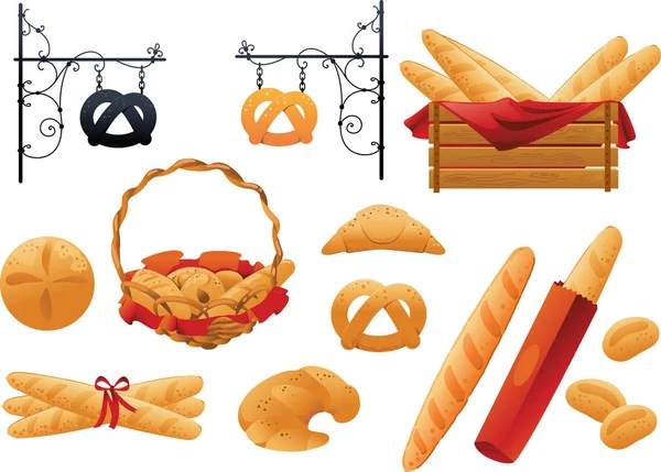 Vector bread set. illustration isolated on white background. — Stock Vector