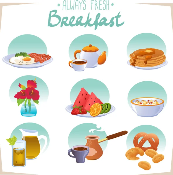 Classic breakfast set. — Stock Vector