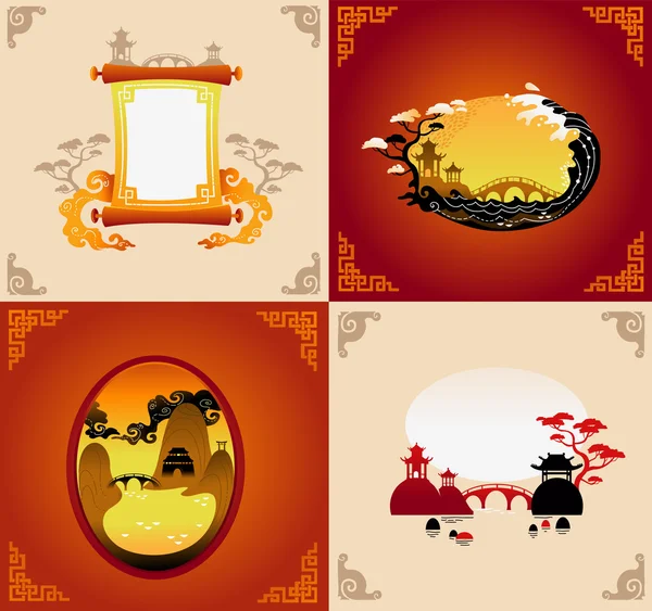 Set of Abstract chines background - Vector illustrations — Stock Vector