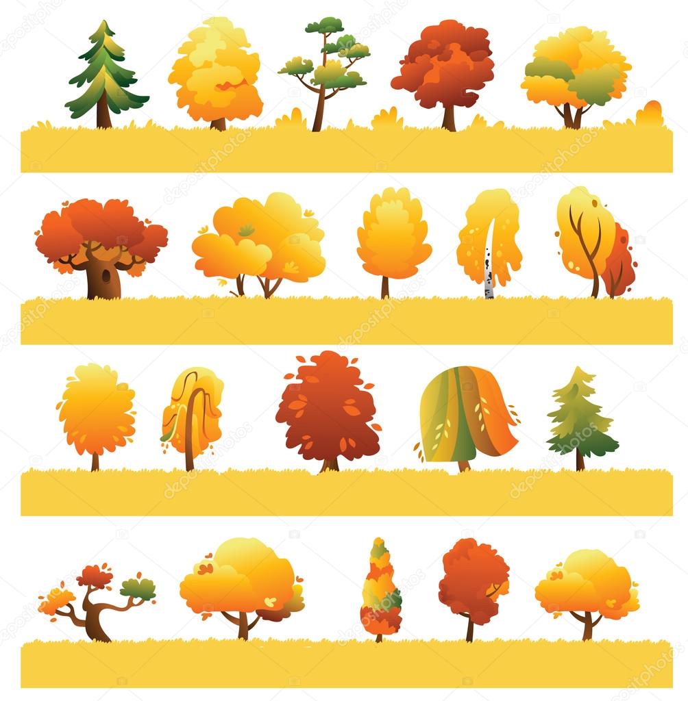 Vector autumn trees collection