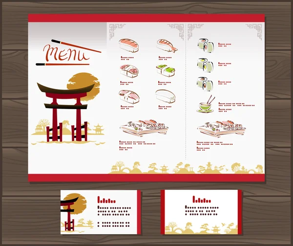 Modelo menu de comida japonesa. Ilustração vetorial . — Vetor de Stock