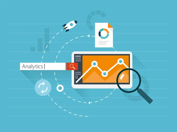 Plochá ilustrace web analytics — Stockový vektor