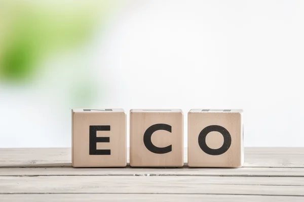 Eco kata pada kubus kayu — Stok Foto