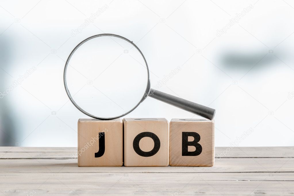 Magnifying glass on the word job