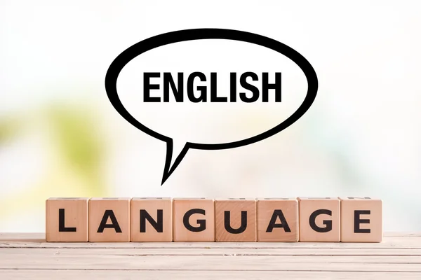 English language lesson sign on a table — Stock Photo, Image