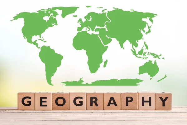 Geographie-Schild mit einer Weltkarte — Stockfoto