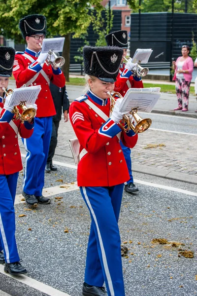 Aabenraa, Данія - Липень 6-2014 роки: тамбур корпусу на параді в — стокове фото
