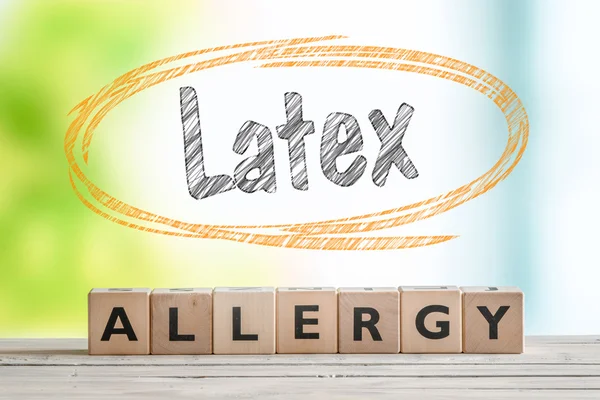 Signo de alergia al látex con texto en un círculo de bocetos — Foto de Stock