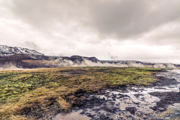 Ångande fält i Island — Stockfoto