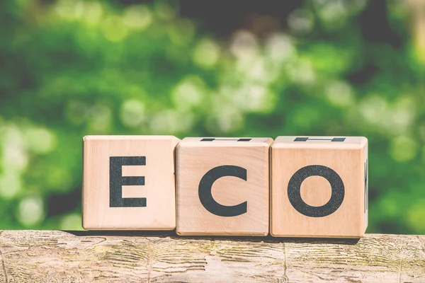 Eco tanda yang terbuat dari batu kayu — Stok Foto
