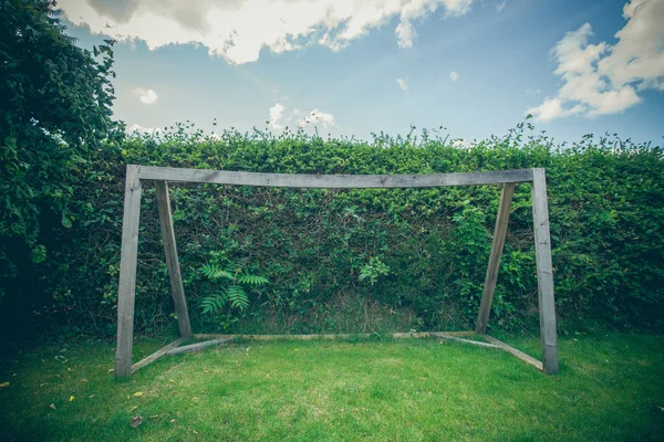 Soccer goal made of wood — Stock Photo, Image