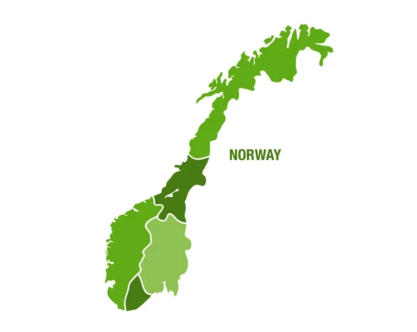 Mapa de Norge en color verde — Vector de stock