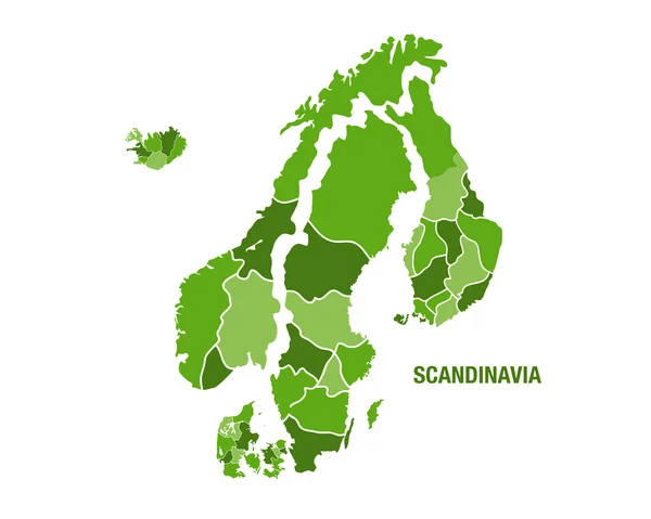 SScandinavia mapa em verde — Vetor de Stock