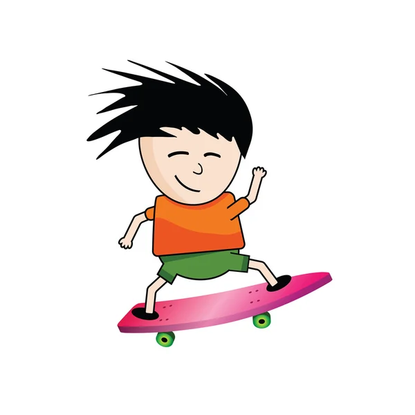 Active skater boy on a pink board — Stock Vector