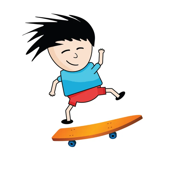 Skater boy jumping on a orange board — Stock Vector