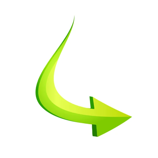 Зелена стрілка у стилі кривої — стоковий вектор