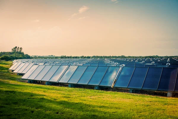 Solar park on a green field — Stock Photo, Image