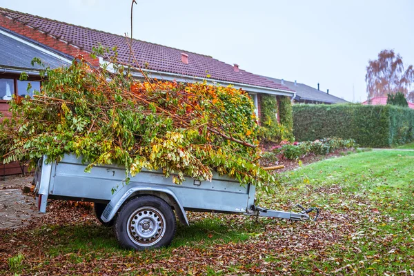 Garden avfall i en vagn — Stockfoto