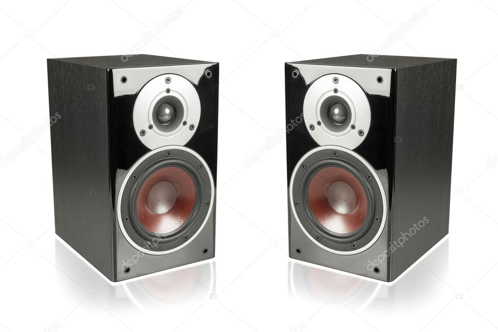 Black speakers isolated on white