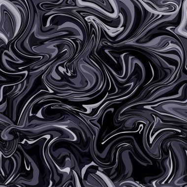 Kusursuz soyut mermer desen, ahşap doku, suluboya mermer desen. Ebru tarzı. Siyah ve gri renkler. El çizimi vektör arka plan. Moda tekstil, kumaş, ambalaj. Su üzerindeki su mürekkebi boyası.
