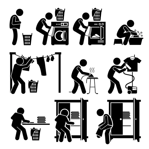 Wäscherei arbeitet Wäsche waschen Piktogramm — Stockvektor