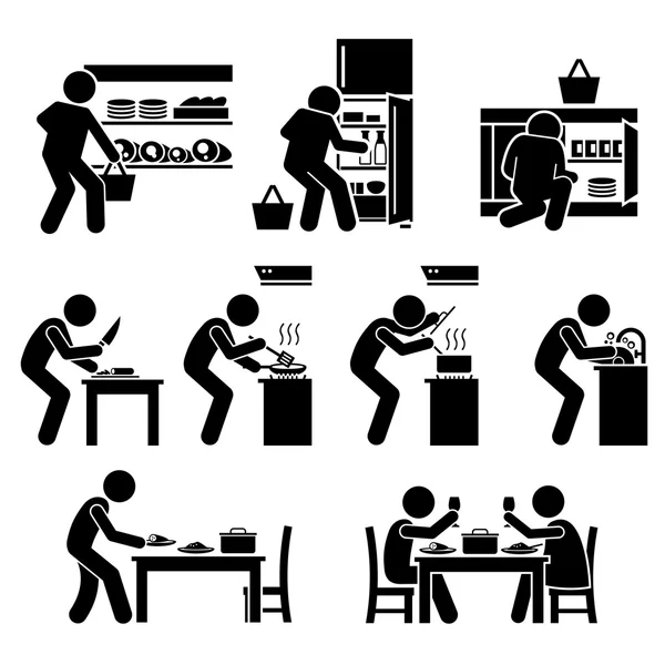 Cooking at Home and Preparing Food Pictogram — Stock Illustration Cooking at Home and Preparing Food Pictogram Vector Graphics