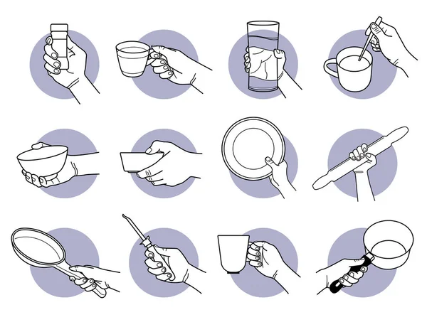 Main Tenant Croquerie Cuisine Tasse Boire Illustrations Vectorielles Tasse Tasse — Image vectorielle
