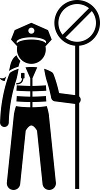 Kamu güvenliği bayan memurunun minimalist vektör çizimi