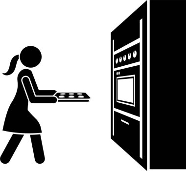 Kız mutfak konseptinin minimalist vektör çizimi 