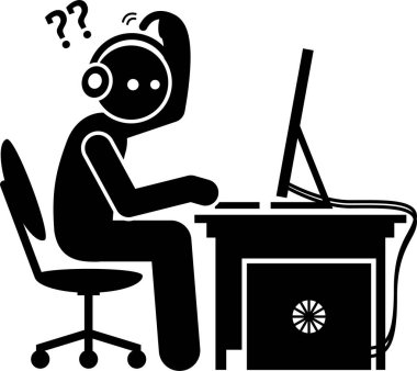 Bilgisayarlı oyuncunun minimalist vektör çizimi