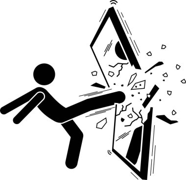 Aynaya bakan adamın minimalist vektör çizimi