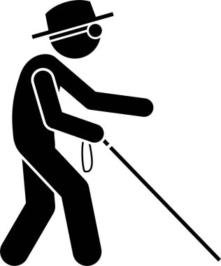 Engelli kişi illüstrasyonunun minimalist vektör çizimi 