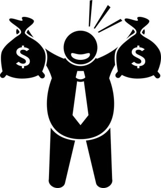 Şişman İşadamı İşçi Çubuk Şekil Resim Simgeleri