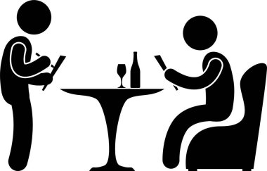 minimal vektör illüstrasyonu, restoran konsepti