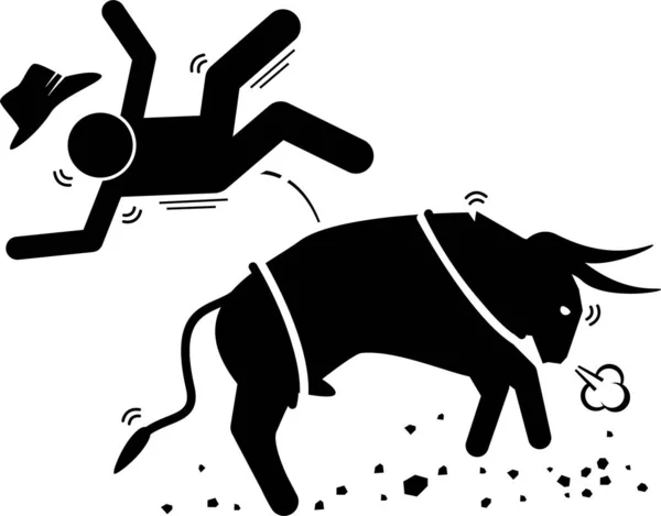 西班牙斗牛和公牛赛跑事件象形文字图标 — 图库矢量图片