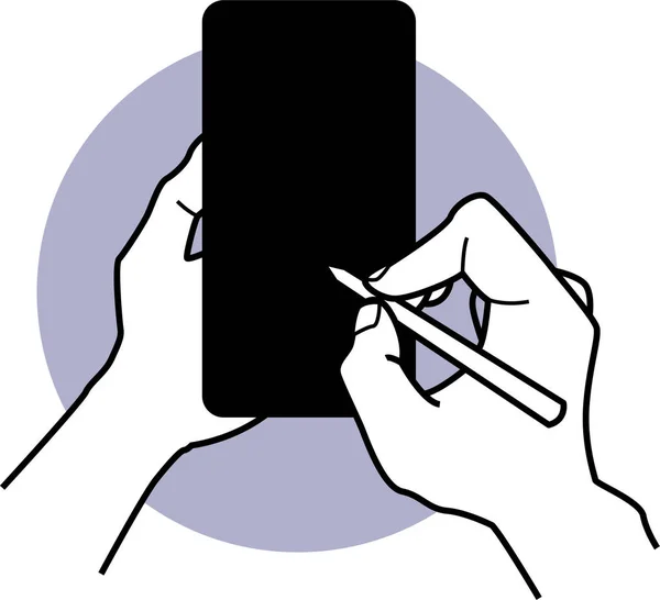 Ilustração Vetor Minimalista Mão Segurando Telefone — Vetor de Stock