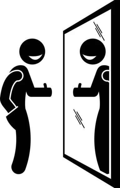 Illustration Vectorielle Minimaliste Homme Regardant Dans Miroir — Image vectorielle