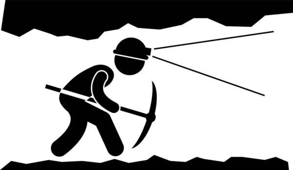 Bergarbeiter Miner Labor Strichmännchen Piktogramm Symbol — Stockvektor