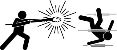 Ortaçağ savaş silahlarını saldırmak ve savaşmak için kullanan bir adam. Geleneksel silahlar, baltalar, asalar, pençeler, sihirli değnekler, savaş baltaları ve sihirbaz asalarıdır. Ayrıca kurbanın silahlarla öldürüldüğünü gösteriyor..