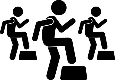 Eğitmenle beden eğitimi dersinde aerobik dersi. Yeni başlayan evde aerobik öğreniyor