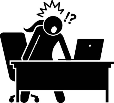 Bilgisayar simgesi kullanan kızın vektör illüstrasyonu