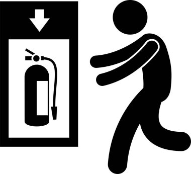 Yangın söndürücüsü olan bir adamın minimalist vektör çizimi