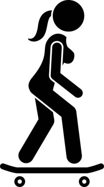 Kız kaykayın minimalist vektör illüstrasyonu