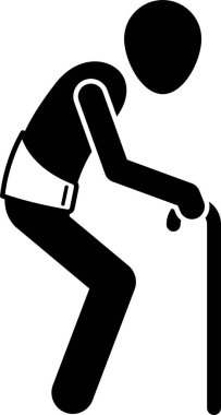 Vücut ağrısı ve eklem ağrısı olan yaralı yaşlı bir adam. Tekerlekli sandalye ve kırık kemik için sargı bezi kullanan yaralı yaşlı adamların vektör çizimleri. Yoğun bakımda solunum cihazına bağlı insanlar var..