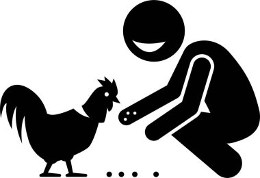 Minimalist vektör çizimi, hayvanlarla etkileşim, beslenme