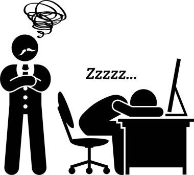 İş yerindeki tembel, işe yaramaz milenyum sosyal sorunu. Vektör illüstrasyonu