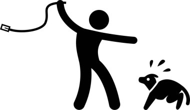 Minimalist vektör illüstrasyonu, hayvan zulmü kavramı