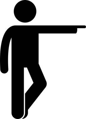 İşaret parmağının sopalı figürleri. Çubuk figür farklı pozlar ve pozisyonlarda farklı yönleri gösteren bir adam gösteriyor..